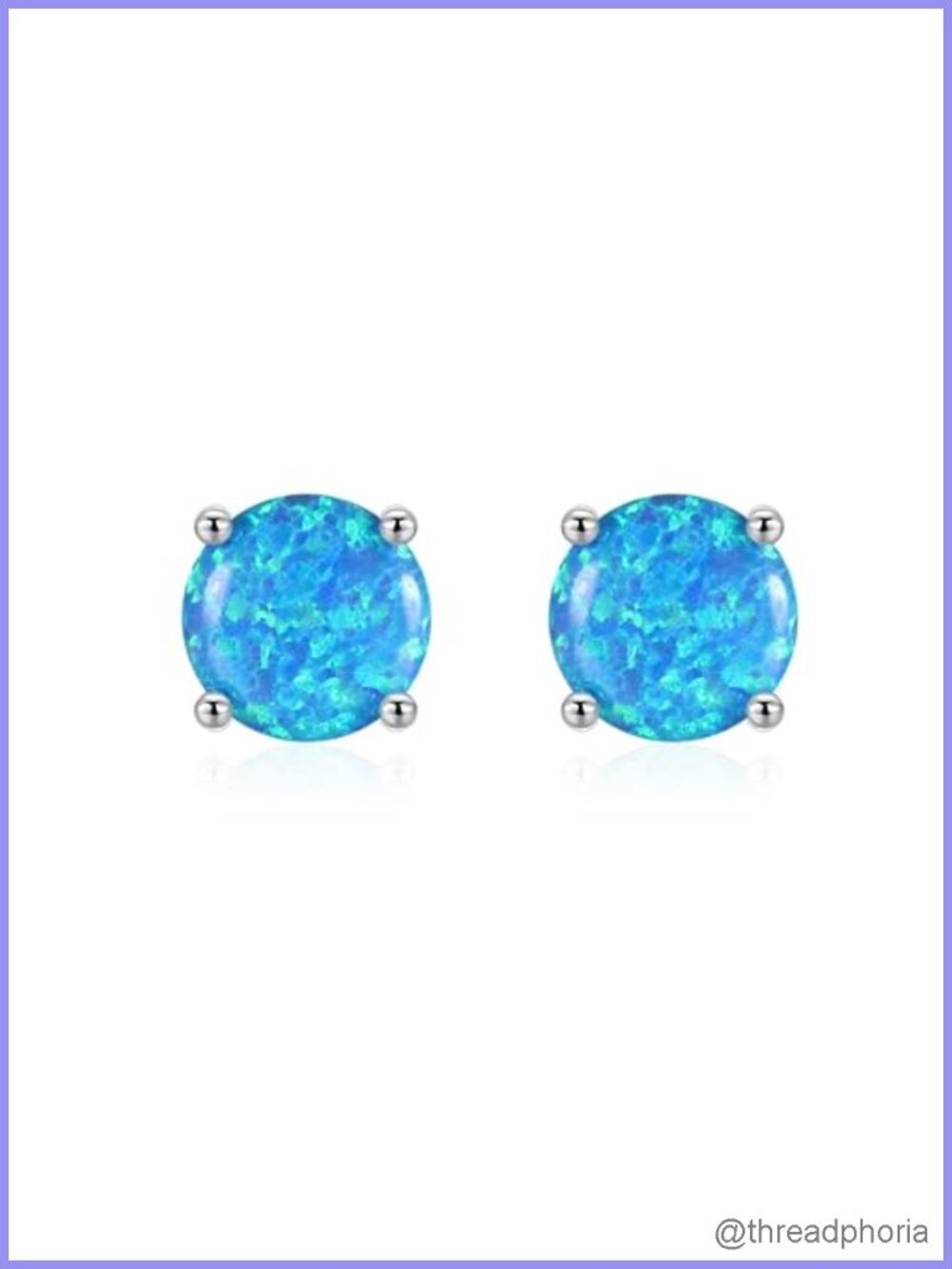 925 Sterling Silver Opal Stud Earrings 8mm October Birthstone
